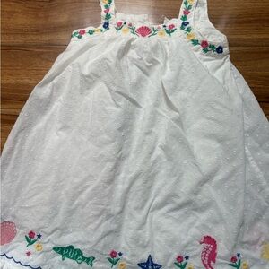 Mini Boden White Dress with Colorful Embroidery